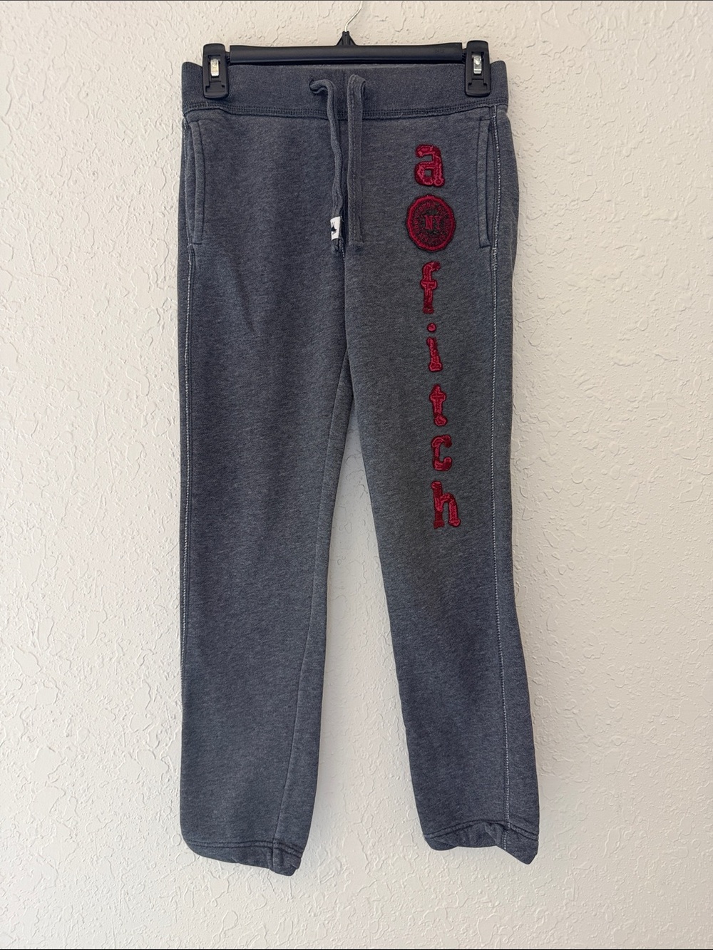 Abercrombie & Fitch Kids Charcoal Gray Sweatpants with Red Logo